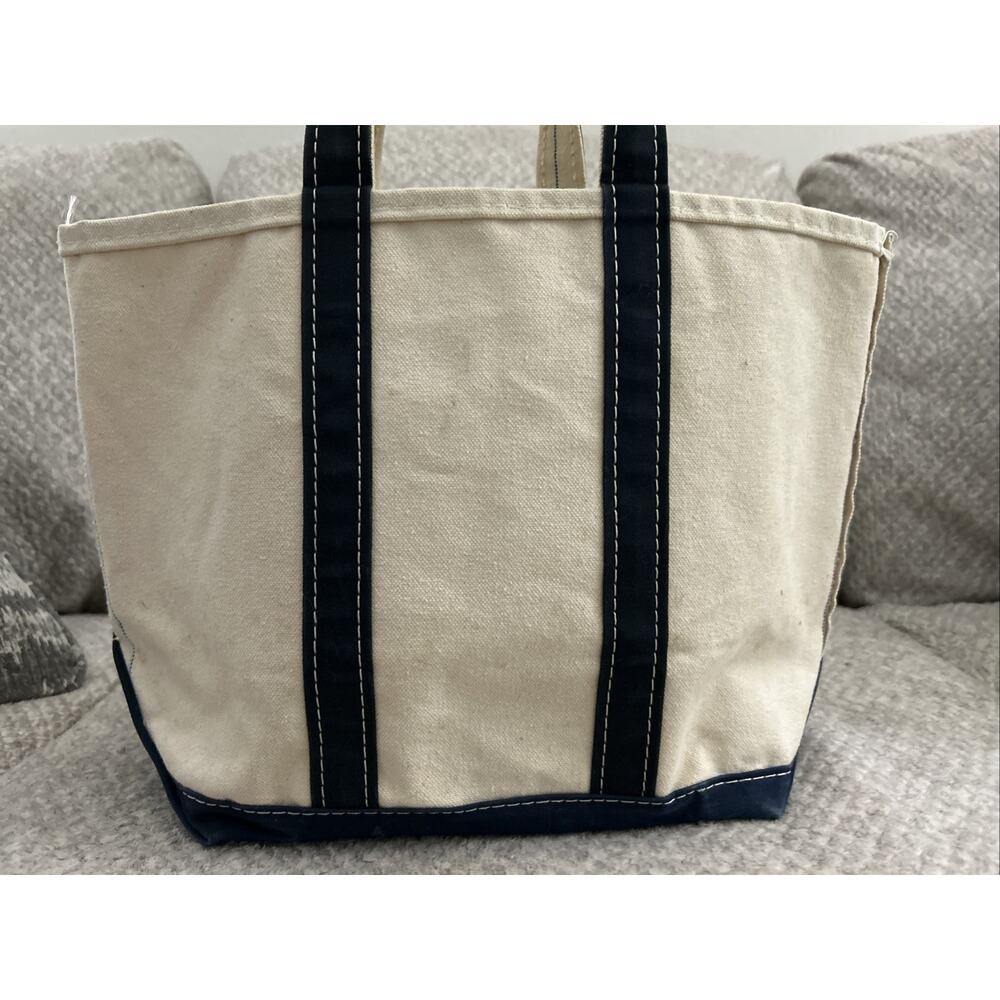 Vintage LL Bean Boat and Tote Bag Blue Canvas Large Stiff 70s 80s USA Freeport - Picture 7 of 11